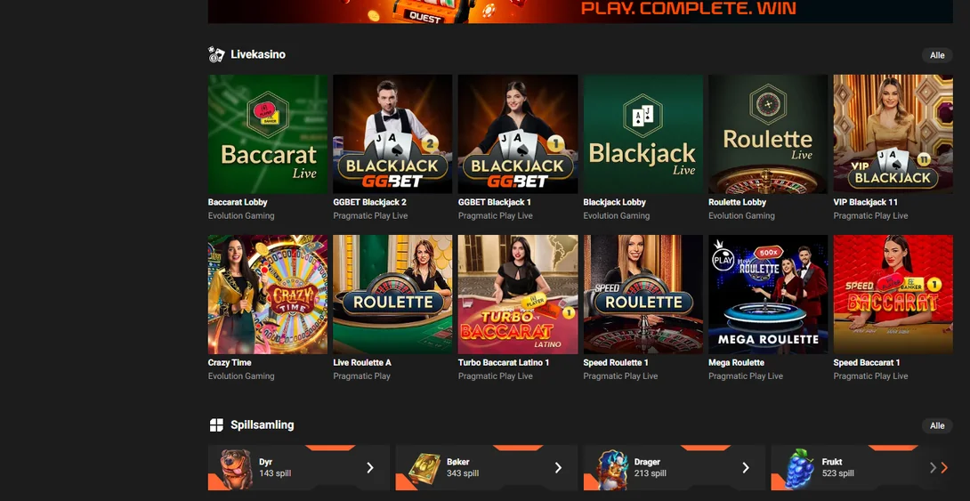 Spill live casino GGBet